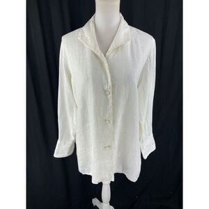 Connie Roberson Womens S Button Cardigan Jacket 100%‎ Linen Vtg USA